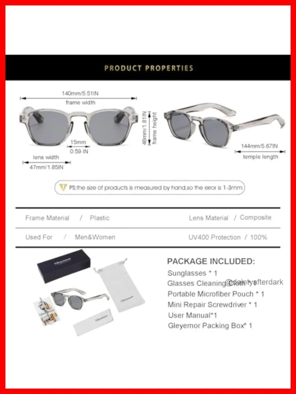 Unisex Square Plastic Sunglasses UV400 Protection Retro Shades Non-Polarized